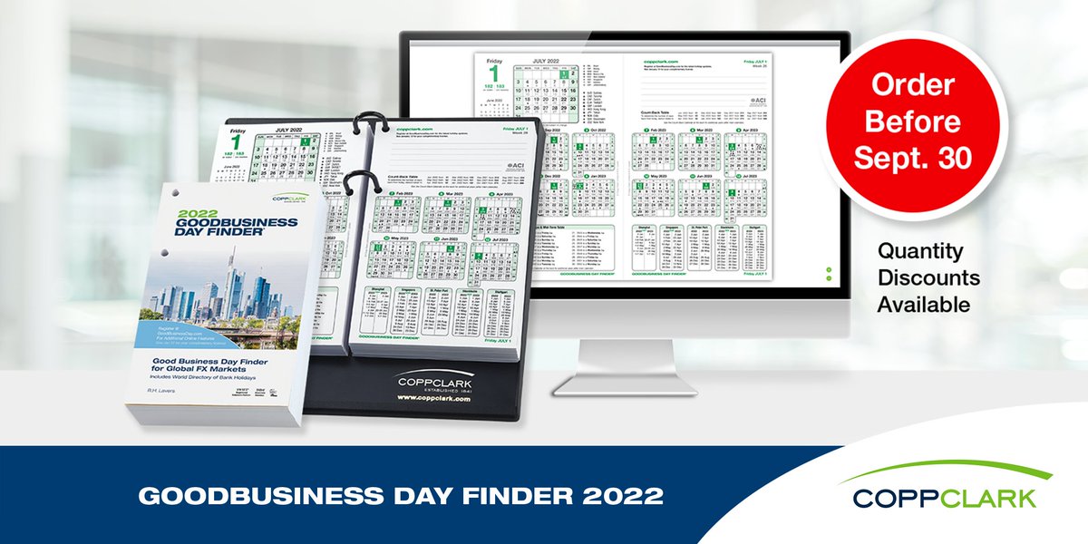 ON SALE NOW – THE FINANCIAL CALENDAR FOR GLOBAL FX &amp; DERIVATIVES MARKETS.
The most reliable #FinancialCalendar indicates #MarketHolidays affecting every #Currency and major #banks. Includes online tools, Trader's Day Finder, PLUS a digital edition.

ORDER: bit.ly/OrderGDF-USA
