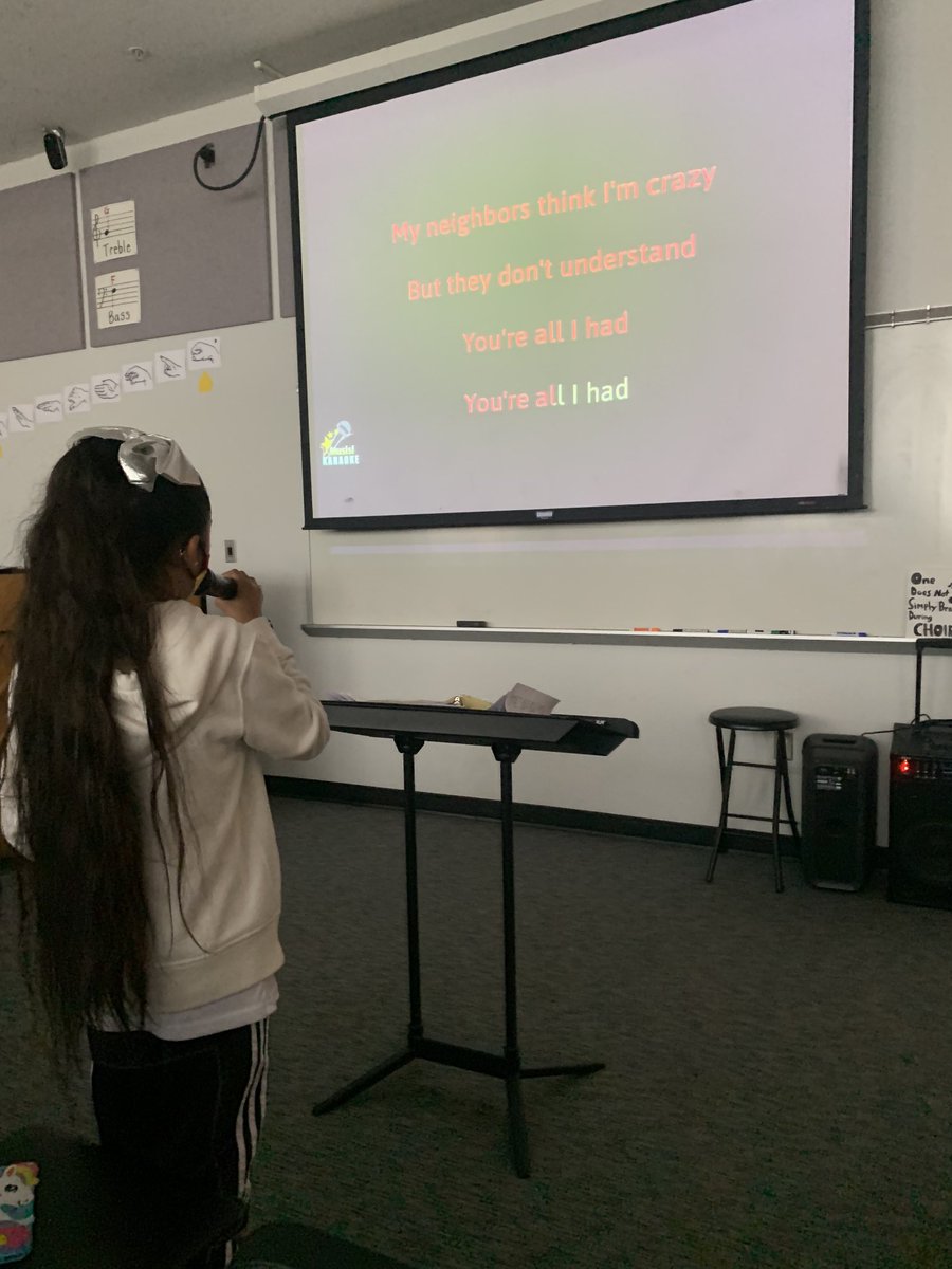 Karaoke free time earned as a reward for productive rehearsal skills and techniques! My students make me so happy - they have no idea! ⁦<a href="/MpMiddle/">Manassas Park Middle School</a>⁩ #choir