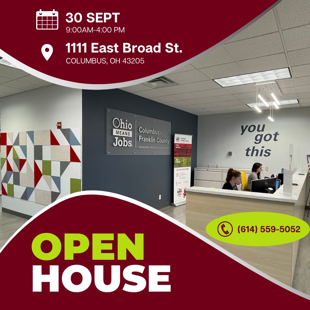 OMJCFC's tweet photo. Be sure to join us for our Open House this Thursday, Sept. 30th!
Our Open House is designed for anyone to learn more about the work our awesome partner network performs each day! Stop in on 9/30 and see our newly renovated space and learn about our Job Center
#omjcfc https://t.co/UV7hPlinFd