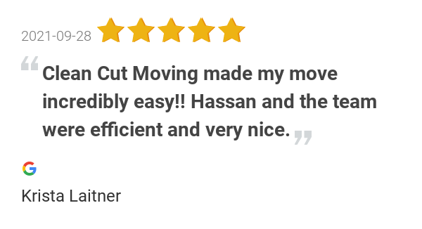 cleancutmovers's tweet photo. New 5.0-star Review: "Clean Cut Moving made my move incredibly easy!! Hassan and the team were efficient and... https://t.co/1YOh0Kbh3x