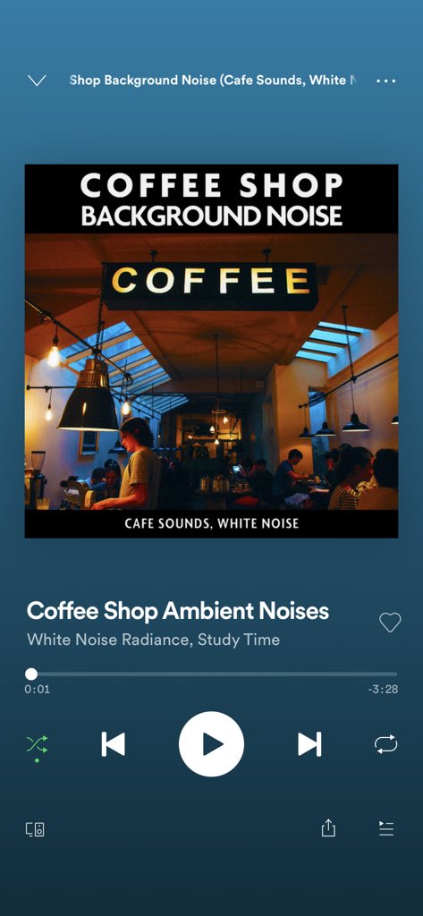 Graduate school during a pandemic: playing ambient “cafe sounds” to give your apartment some ambience when you’re too paranoid to spend several hours in a public space.