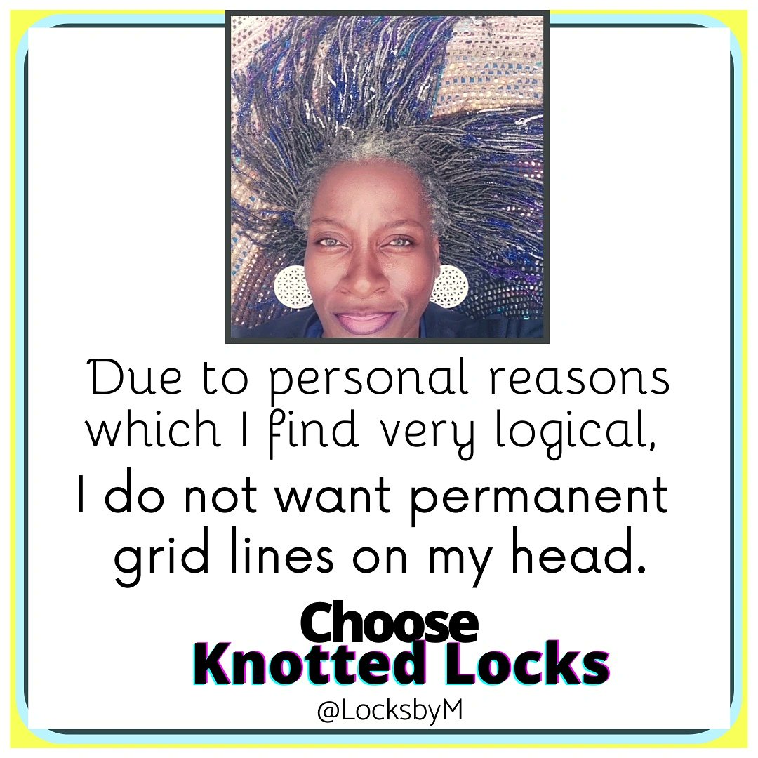 KnottedLocs's tweet photo. We were not born. With permanent lines on our head. I require every follicle to work at optimum level. To keep parting on the same lines permanently is going against nature. Results Voluntary #HairLoss #LocsCare
#LocksbyM #LocksExpert
#Sisterlocks Alternative #ChooseKnottedLocks https://t.co/Xk8YJvEwrT