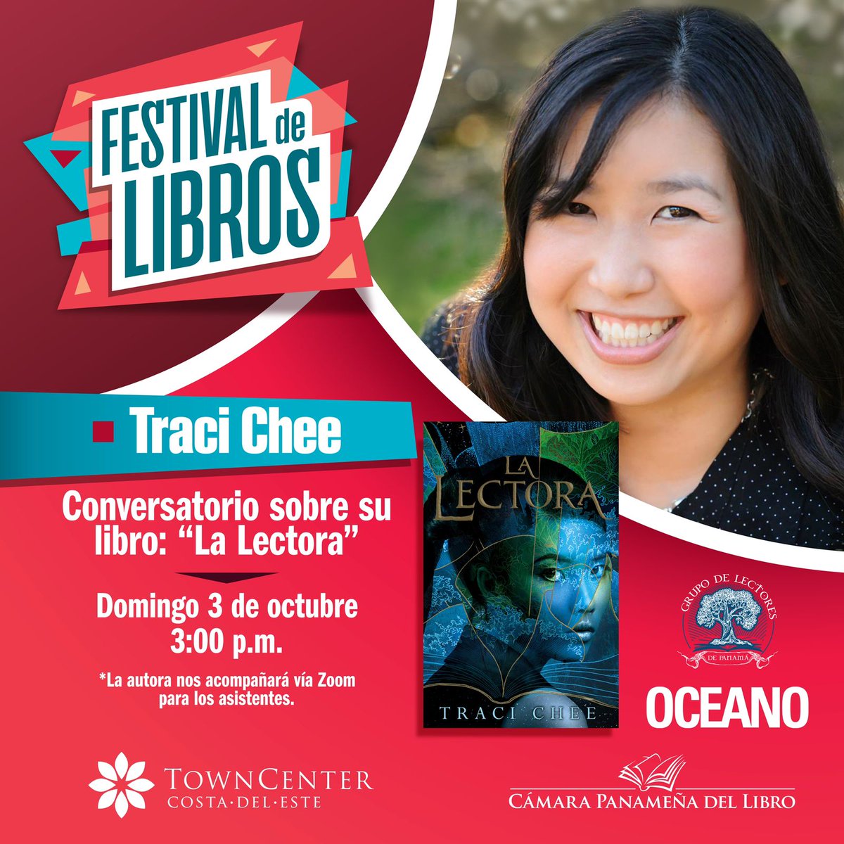 EdOceanoPanama's tweet photo. 🎉¡Traci Chee en el Festival de Libros!📚
La autora de la saga de La Lectora nos acompañará vía Zoom para los asistentes, el domingo 3 de octubre a las 3:00 p.m. en el Town Center Costa del Este.
¡Los esperamos!
#OcéanoPanamá #panama #eventospanama #librospanama #lectorespanama https://t.co/xbRKNaePbi
