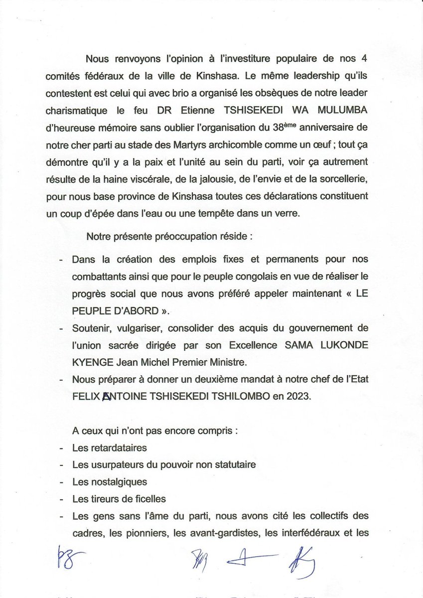 normel_kabeya's tweet photo. #UDPS 

DÉCLARATION POLITIQUE DE LA BASE STATUTAIRE ET RÉGLEMENTAIRE DE LA PROVINCE DE KINSHASA REPRESENTEE PAR LES 4 PRÉSIDENTS FÉDÉRAUX DU 22/09/2021

@auguyka70 @kabund_jmkkrock @J_SHABANI_Lukoo @cibalanky @manayhuguette @juantedbelkas @Tobie_Kayumbi @NgobilaM @CynthiaWina5 https://t.co/oobywJqiWT