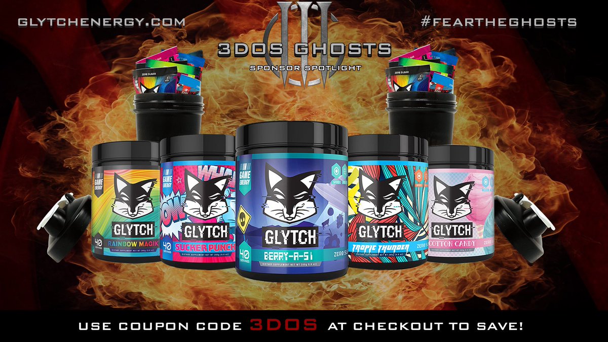 3DOS_GG's tweet photo. Energy ⚡ + Focus 🧠 + Hydration 💧  - Crash 🥱  = @glytchenergy 
Power up with tons of amazing, sugar free flavors and supplements that give you the edge over the competition!
Use code "3DOS" at checkout to save! #FeartheGhosts https://t.co/un0NMkyj7Y