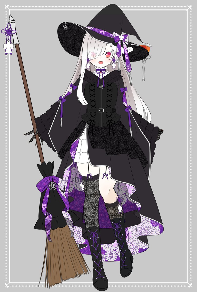 1girl witch hat hat broom solo jewelry witch  illustration images