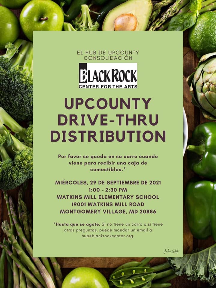 TOMORROW! An Upcounty drive-thru food distribution event is scheduled to begin at  1 p.m. Wednesday, Sept. 29 at Watkins Mill Elementary School in Montgomery Village. 
If you need food assistance, visit the County's website for resources and more: buff.ly/3CUf2hM.