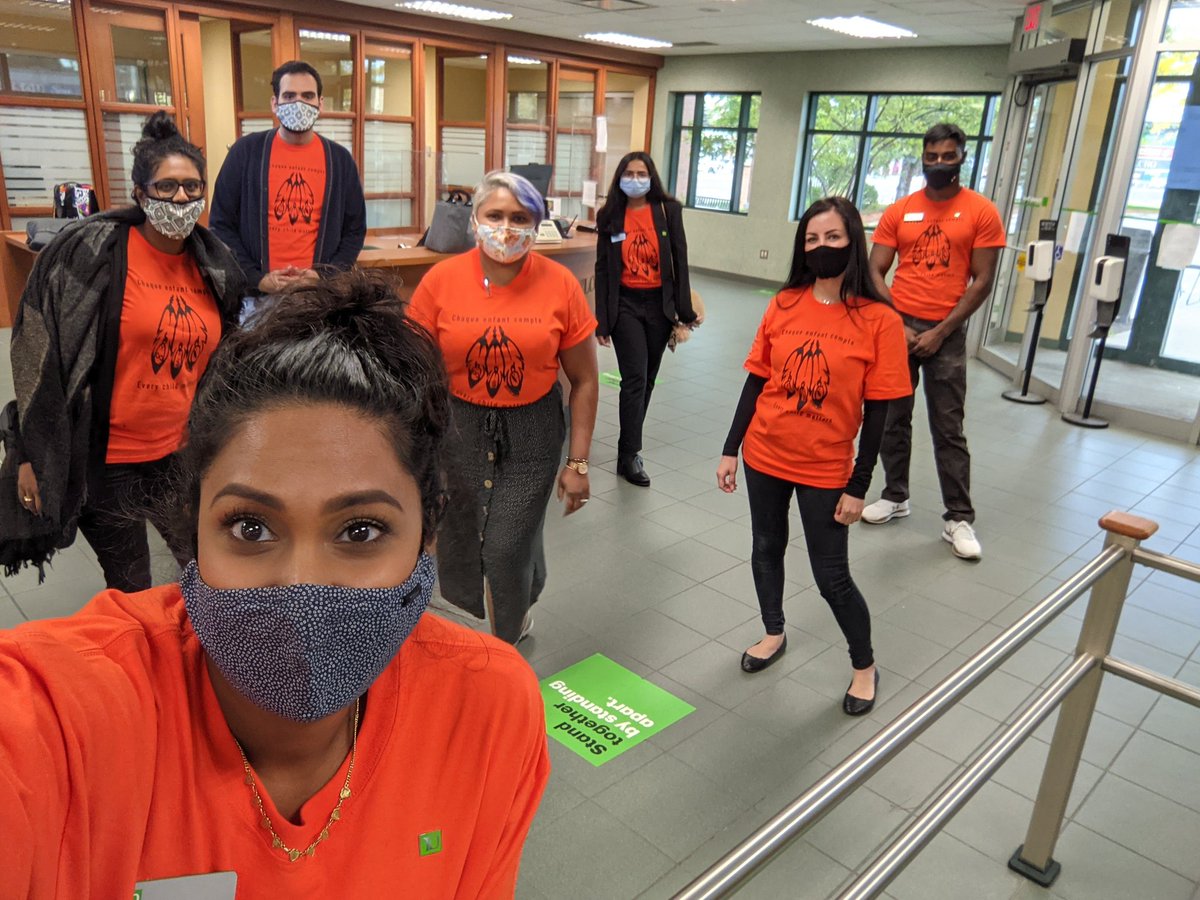 We stand together, to remember, to honour and l grow. #EveryChildMatters #OrangeShirtDay #TruthAndReconciliation #TD #bestteamever <a href="/GerardDinneen/">Gerard Dinneen</a> <a href="/CDeocharran/">Christine Deocharran</a>