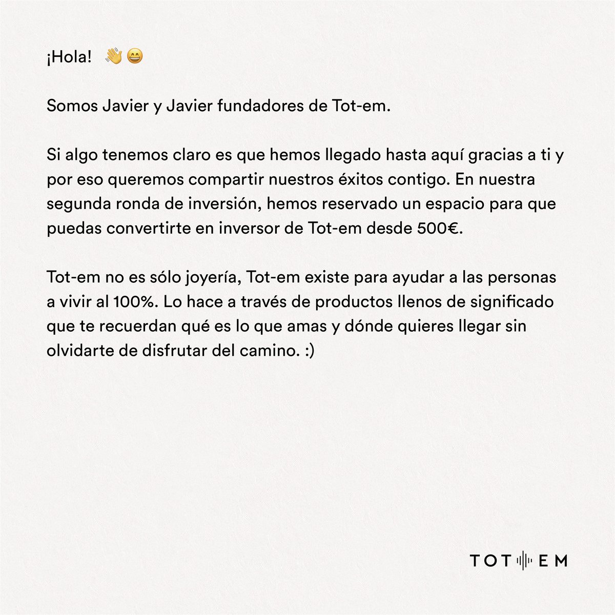totem____'s tweet photo. ¿Quieres invertir en Tot-em? Este es el momento.
Más información aqui 👇🏼 https://t.co/hDuzYETIvv https://t.co/C5Z2IsgUKx