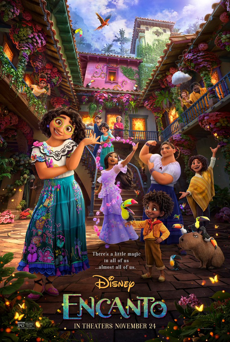 Disney's tweet photo. A little bit of magic arrives soon ✨ Watch the new trailer for Disney’s #Encanto at 6:00am PT and check out the new poster now! https://t.co/608bfbwE1S