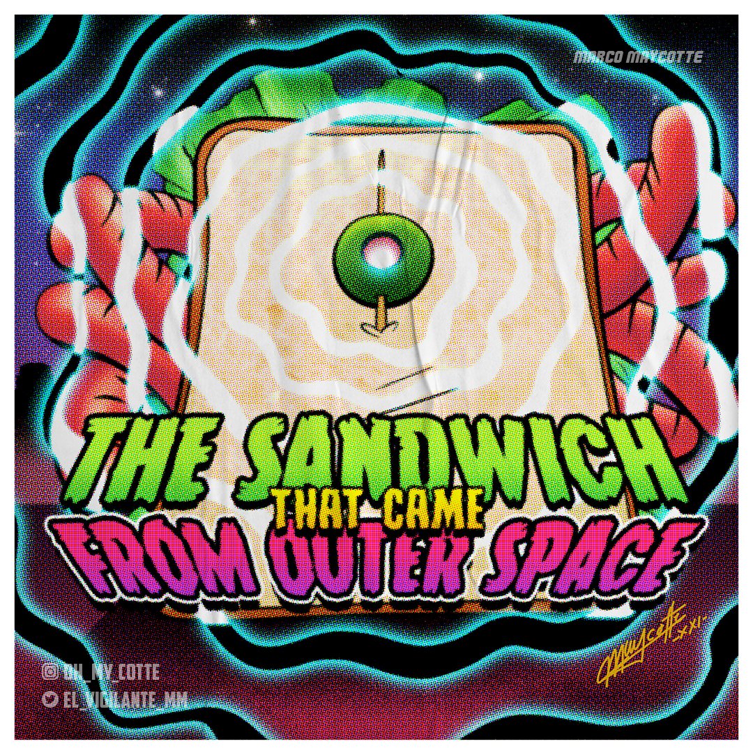 marcomaycotte's tweet photo. Is tasty and it's not from this world!!!
-
#Illustration #DigitalArt #Drawing #Sandwich #OuterSpace #HorrorMovie #Alien #Maycotte #MarcoMaycotte #MaycotTAZOS #OhMyCotte https://t.co/3tOz7c9Ls9