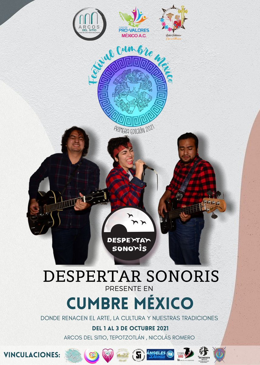 DSonoris's tweet photo. Esto es más que oficial. Nuestro primer cartel y gracias a ustedes fue posible. Presentando el tour Semáforo Verde.  Nos vemos en Cumbre Mexico este viernes 1 de octubre a las 15:00 hrs. Lugar Arcos del sitio, Tepotzotlán, Nicolás Romero#festival #concert #concierto #eco #ecologi https://t.co/rIxCIdRmk1