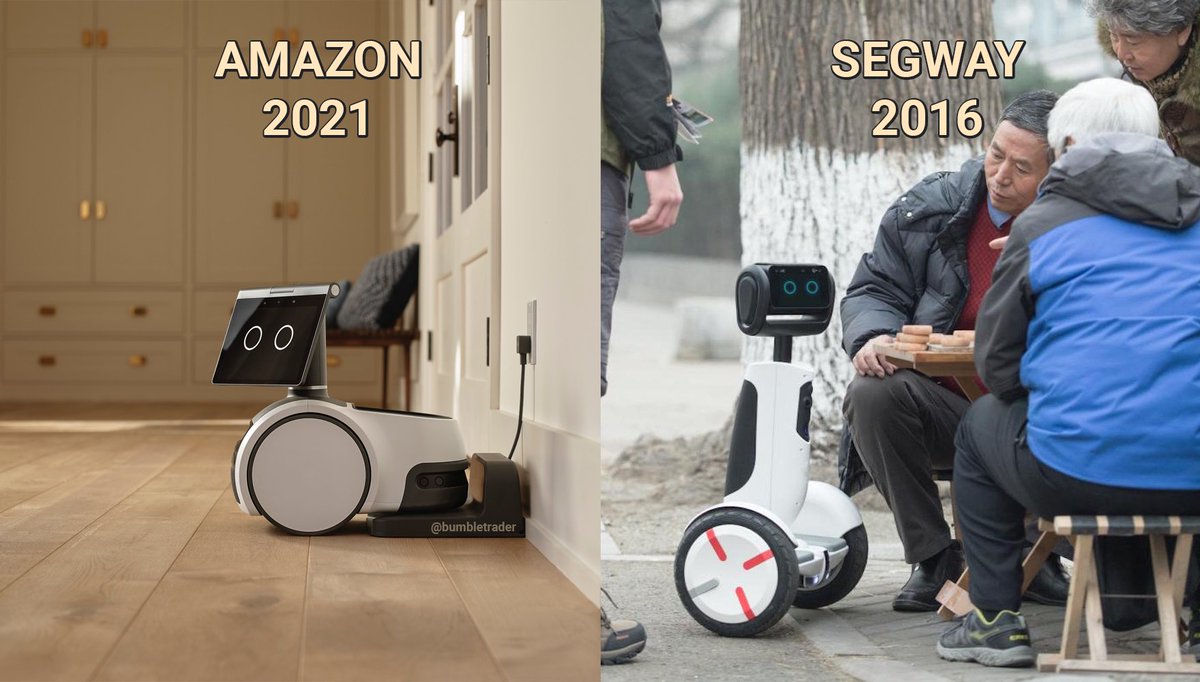 BumbleTrader's tweet photo. @segwayrobotics congratulations on the @amazon #Astro, imitation is the sincerest form of flattery. It's nice to see a lot of your #Loomo design and ideas becoming available to the masses albeit in a clumsier and less mobile friendly form.

#amazonastro #robot @wired @PopSci https://t.co/iRymdnXXdH