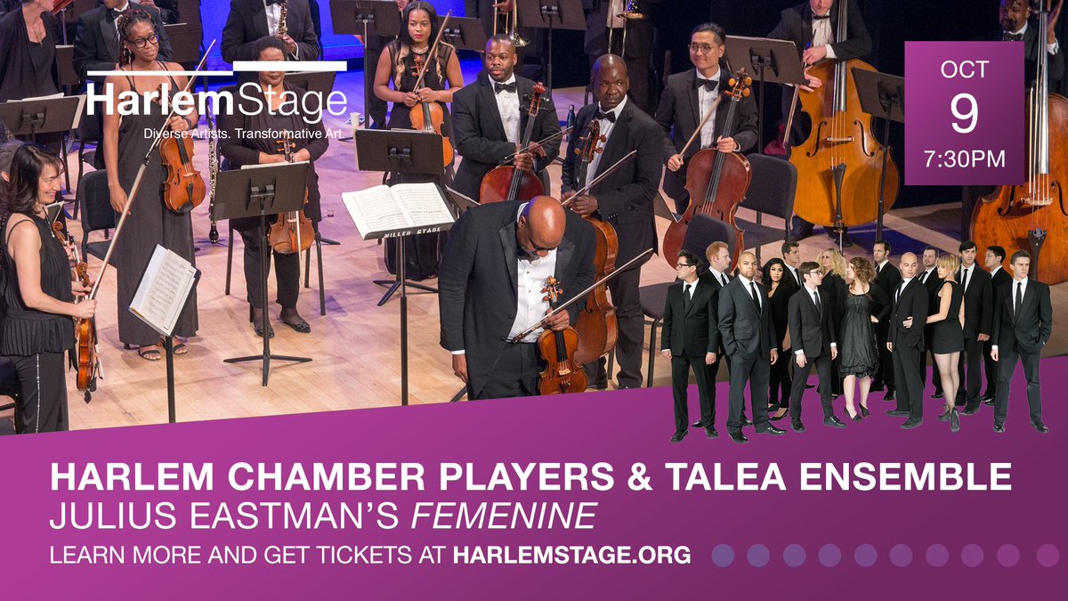 We're excited to join forces with <a href="/HarlemPlayers/">HarlemChamberPlayers</a> on October 9th at 7:30 to perform Julius Eastman’s “Femenine” at the Harlem Stage! Tickets: harlemstage.org/.../harlemcham…...