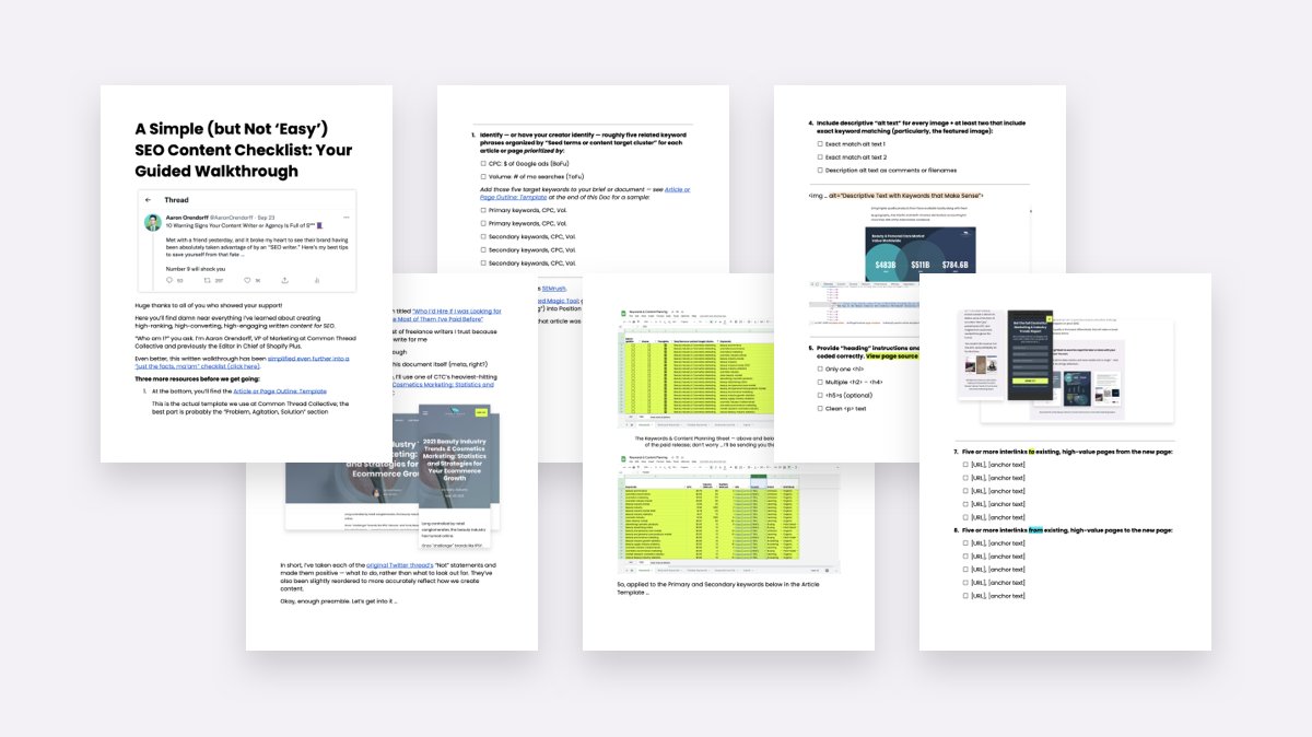 AaronOrendorff's tweet image. UPDATE: If you quote RTed this — or any of its “children” tweets — I’ll be DMing you a link tomorrow to get access:

📚 20-page guided Doc
✅ 10-point checklist
🎬 Loom explainer

You’ll also get on the first-to-know list for when we blow this thing out into a paid version 🤑