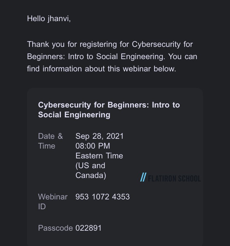 JhanviBhaskar's tweet photo. Always been curious about cyber security!! Thanks to #FlatironSchool letโs get geared up. ๐ค
Ps - if it hadnโt been for @DianaPereira #nns102 class should I be attending this event ? I doubt so. ๐๐
#Cybersecurity #CyberSecurityAwareness https://t.co/uopWCUVB8q
