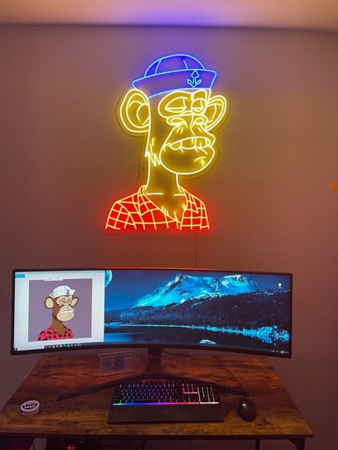 blockkwin's tweet photo. Had this gem of my @BoredApeYC made by @NeonApesYC #BAYC #NFT https://t.co/Cq6yZlsA1o