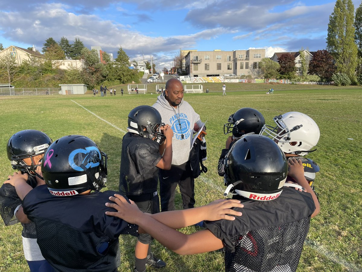 Omarisal's tweet photo. HappeningNow #CDPanthers Coach Terrell Elmore goes over the emergency evacuation plan for the 8 and 9 year old children on his team in case another shooting occurs. Elmore said several players are not at practice today because their parents have kept them home. https://t.co/3xCkHfMgjz