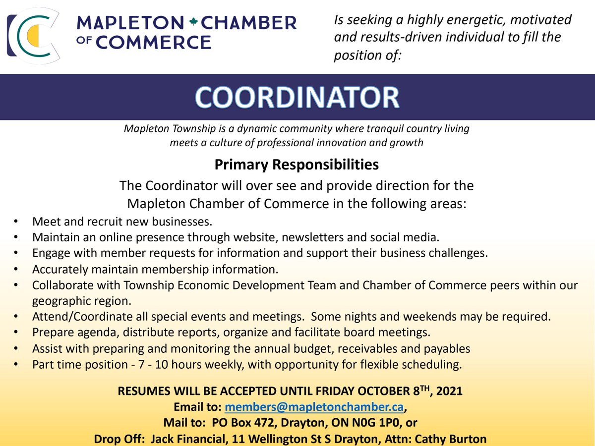 ChamberMapleton's tweet image. #Jobopportunity 
#mymapleton #ourbusinessesrock #supportlocal