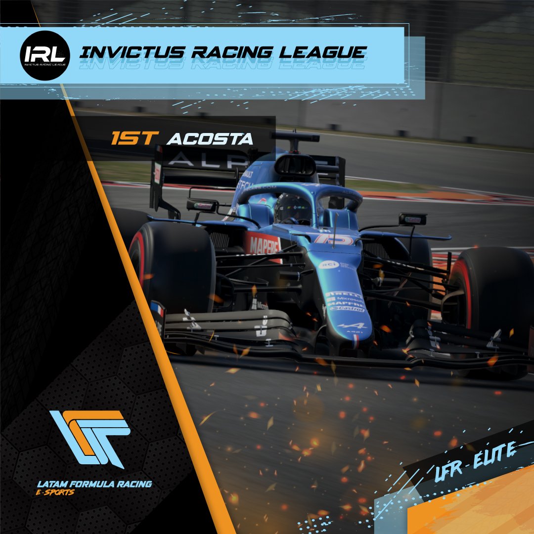 A great victory for our <a href="/Samuel_1725/">Samuel Acosta</a> in <a href="/InvictusRL/">Invictus Racing League</a> @InvictusRL_PSN after 23 laps on medium tires.  😱
 We hope this is the first of many victories in this great league.