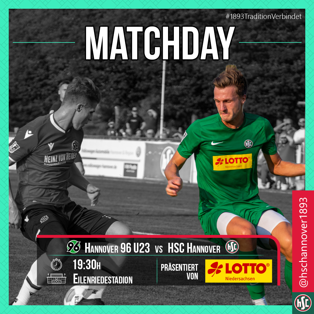 ⚽️ Hannover 96 U23 vs. HSC Hannover ⚽️
🏆 Regionalliga Nord
🏟️ Eilenriedestadion
🎫 2G-Regel beachten!
🕒 19:30 Uhr
Schiedsrichtergespann:
👮 Marius Schlüwe
🚩 Marcel Vogel, Marco Scharf

#1893TraditionVerbindet
#HSCHannover 
#Regionalliga #RegionalligaNord