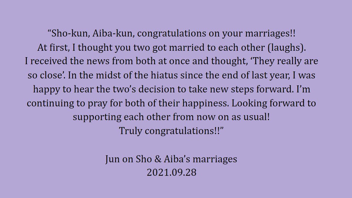 MidoRin_1224's tweet photo. Full comments from Ohno, Nino and Jun on Sho &amp; Aiba's marriages

💙❤️💚💛💜
Source: Sports Hochi https://t.co/A2vgbWE4Oi