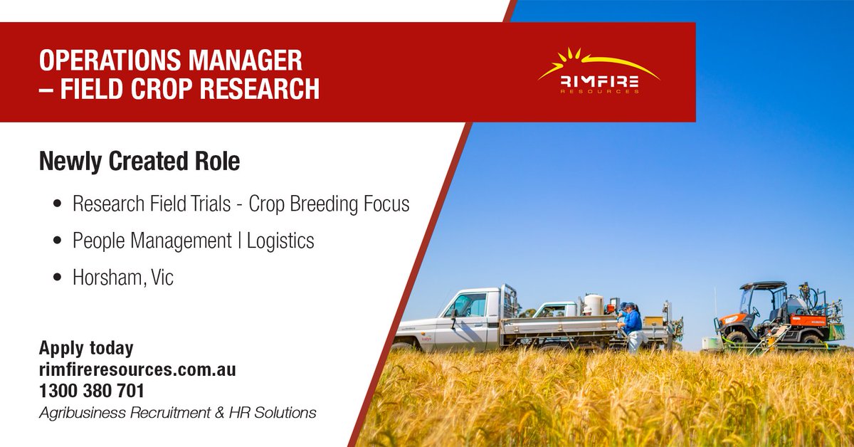rimfireresource's tweet photo. Manage the technical field trials, people, and plant at a busy regional branch.
Apply today: https://t.co/Vtor3LMMfw
#operations #crops #fieldcrop #research #logistics #agribusiness #agriculture #agjobs #jobs #hiring rimfireresources https://t.co/lArDnxxGRe