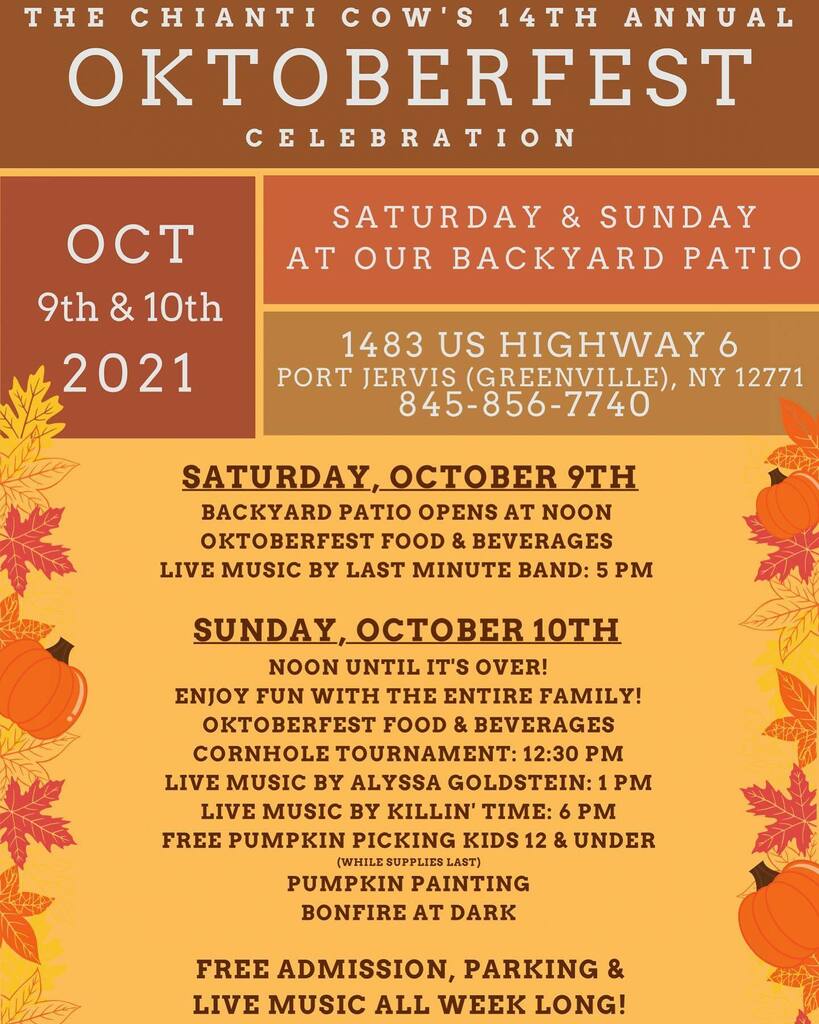thechianticow's tweet photo. Mark you calendars!  Our 14th Annual Oktoberfest Celebration is almost here!!! 😊 🍺 🍁 🧡🍻

#chianticow #oktoberfest #oktoberfest2021 #14thannualoktoberfest #farmtotablefresh #restaurantimpossible #845 #845restaurant #8458567740 #hudsonvalleyeats #o… https://t.co/AdiRlnVGIx https://t.co/dJIpyVxBoC