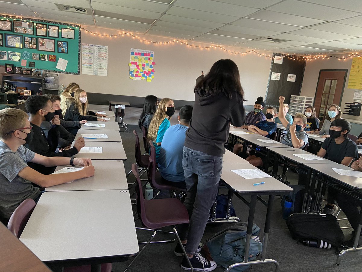 CrazyMSTeacher's tweet photo. With MCP, I can take a break from self guided lessons and allow my sts. to come together to debate the Tea Act. Love how I can customize every unit using this model! It’s best attribute!!! @modernclassproj @_ACMSCougars @drycreekschools #DCTAstrong https://t.co/XzQ9HhwkJm