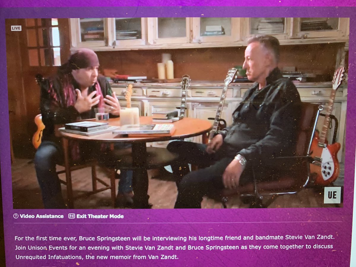 benjiharding's tweet photo. Thank you .@StevieVanZandt                 .@MVZaGoGo for a great night and insight into the stories behind the book. .@springsteen was like the best old fried we’d all like to have. https://t.co/2Vtnzl5abs