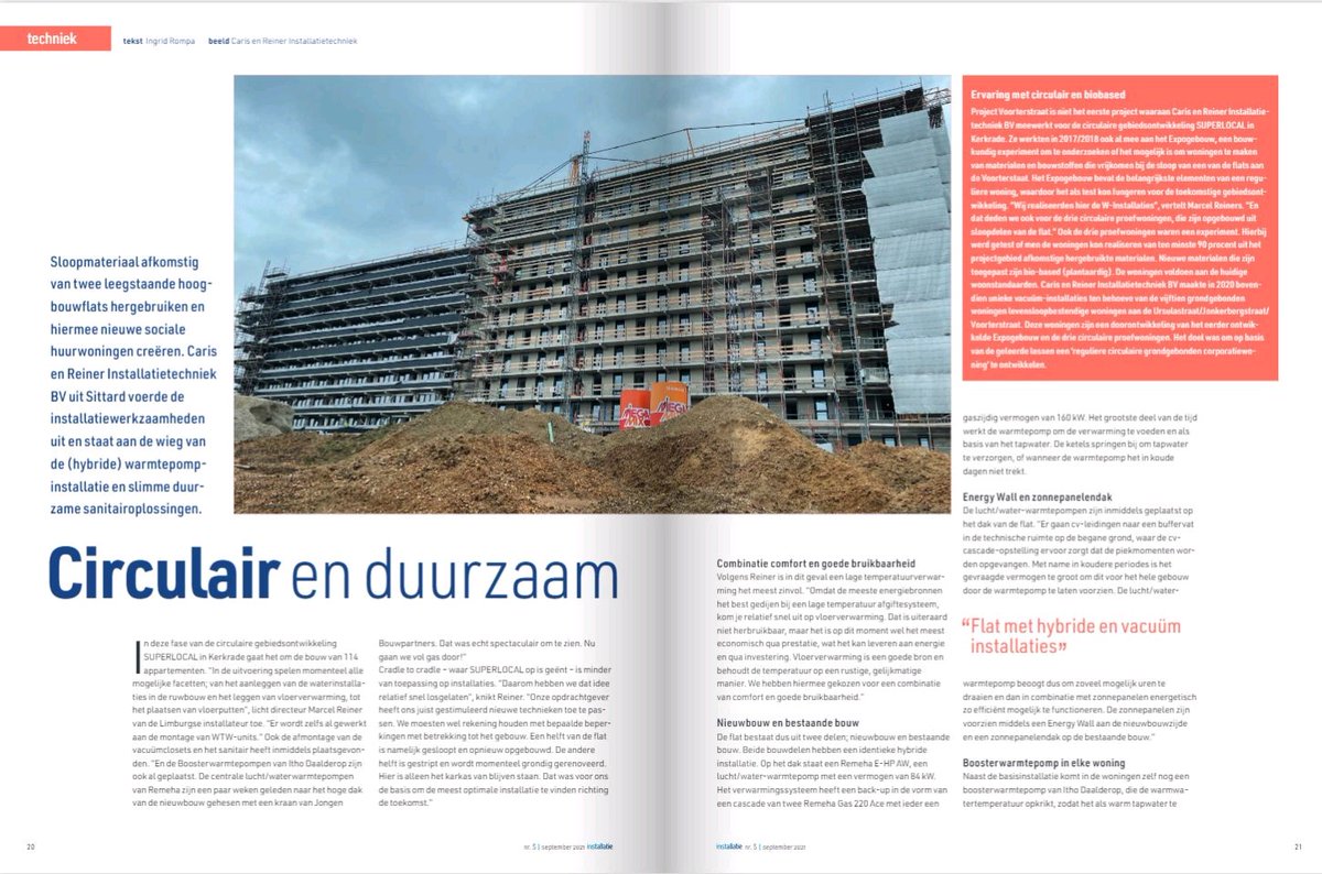 Vakblad Installatie publiceerde mijn artikel over de circulaire gebiedsontwikkeling SUPERLOCAL in Kerkrade. Bedankt voor het interview, <a href="/MarcelReiner/">Marcel Reiner</a>!

#hergebruik #installatietechniek #warmtepomp #duurzaamheid #circulariteit #superlocal #interview #journalist #journalistiek