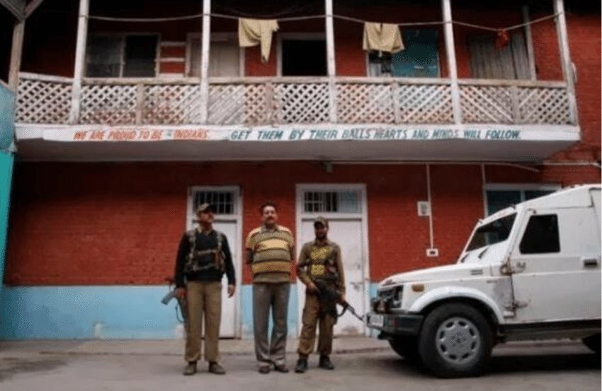 baalegibreel's tweet photo. “Operation Sadbhāvanā” i.e., #OperationGoodwill is the #IndianPsyOps in Occupied Kashmir, a cover for the vileness of “Get them by the balls, hearts & minds will follow,” that they write on our bodies & walls in Kashmir. (#USGreenBerets’ slogan in Vietnam)
#KashmirOnGenocideAlert https://t.co/QhCUiD2OGK