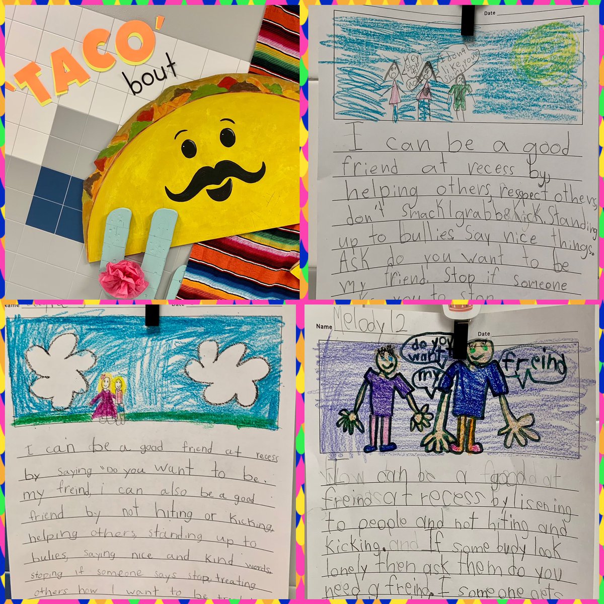 <a href="/LoneStarElem/">Lone Star Elementary</a> <a href="/Mrs_BaileysCrew/">Holly Bailey</a> Taco’ bout writing with details and connecting social emotional skills with writing! Well done, I learned many ways to be a good friend writers ☺️🙌🙌