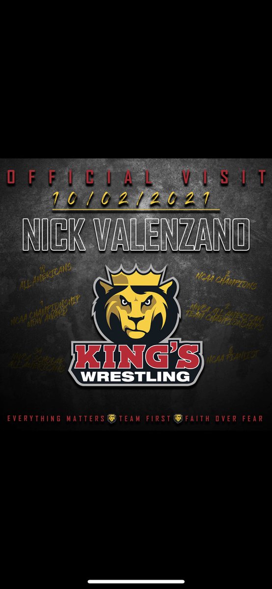nick valenzano (@nickvalenzano) on Twitter photo Excited and honored to be able to visit the <a href="/Kings_Wrestle/">King's Wrestling</a> team, coaches and campus <a href="/Jroosa149/">Josh Roosa</a> Looking forward to meeting the team and speaking about further opportunities to continue my academic and athletic career. <a href="/KingsCollege_PA/">King's College, PA</a> Excited and honored to be able to visit the <a href="/Kings_Wrestle/">King's Wrestling</a> team, coaches and campus <a href="/Jroosa149/">Josh Roosa</a> Looking forward to meeting the team and speaking about further opportunities to continue my academic and athletic career. <a href="/KingsCollege_PA/">King's College, PA</a>