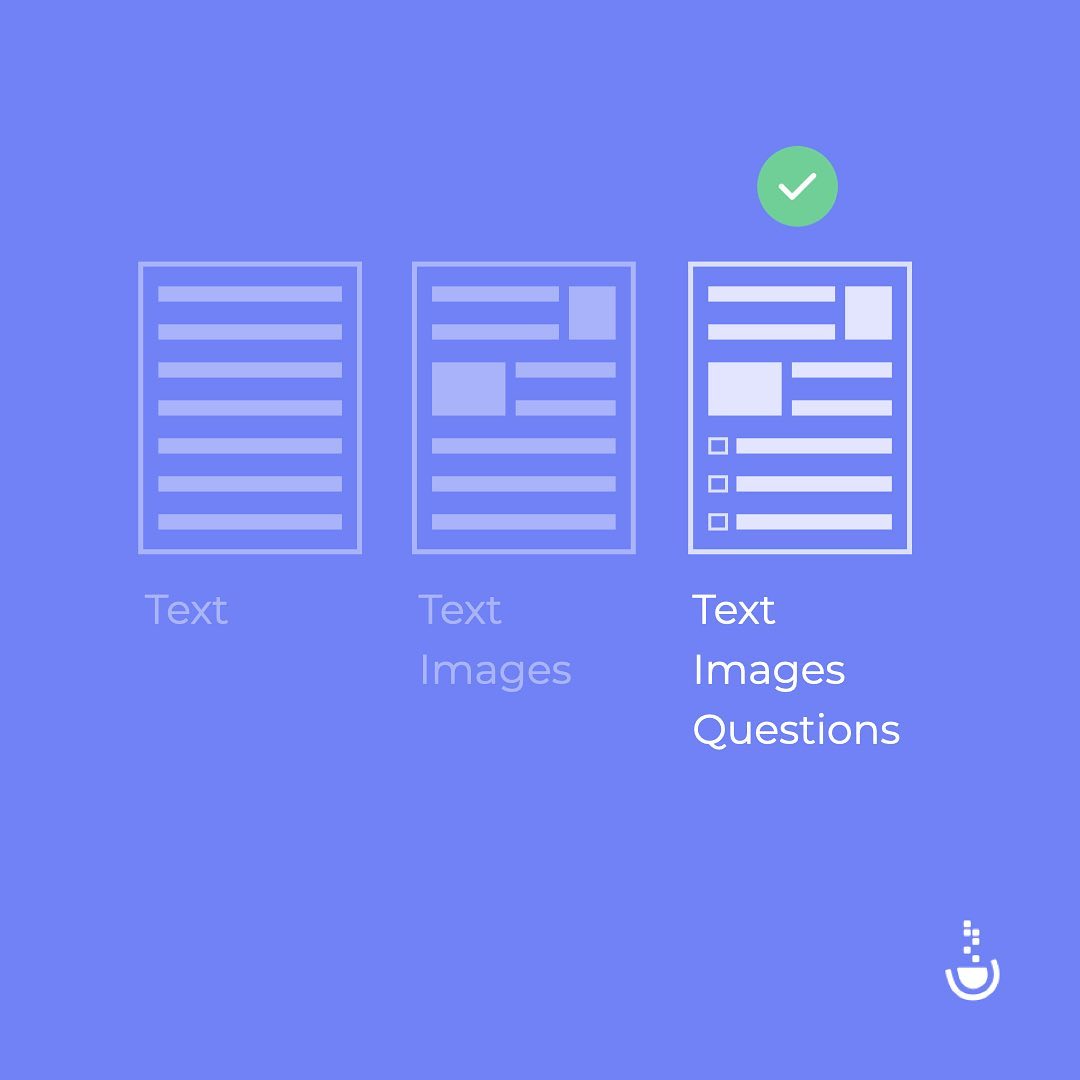 matchadesignlab's tweet photo. 👋 Try structuring your presentations, user experiences, layouts, etc. to sparingly include visual aids and related questions to help users better retain information.

Have you applied this levels of processing theory to your designs?

Let us know in comments 🗣 https://t.co/pdsXzHXo2x