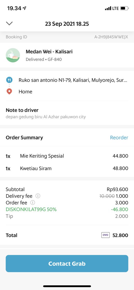 johnnydjaja's tweet photo. @GrabID Ini #NgeGrabFoodCeria punyaku  min. Diskon kilat 99 50% barusan benar-benar puas, bisa tiap hari makan enak setelah habis diet ketat 🤭🤣 https://t.co/omwaap8zhc