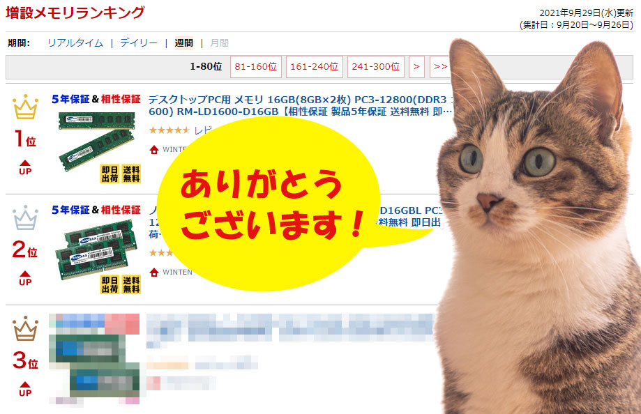 Uzivatel ウィンテン公式 Na Twitteru にゃにゃんと 楽天週間ランキングでwinten販売メモリが1位2位を受賞いたしました 本当に有難うございます T Co Bkbt7sykt1 Pcメモリ 増設メモリ T Co 6wzq7bcekc Twitter Uzivatel ウィンテン公式 Na Twitteru にゃにゃんと 楽天週間ランキングでwinten販売メモリが1位2位を受賞いたしました 本当に有難うございます T Co Bkbt7sykt1 Pcメモリ 増設メモリ T Co 6wzq7bcekc Twitter