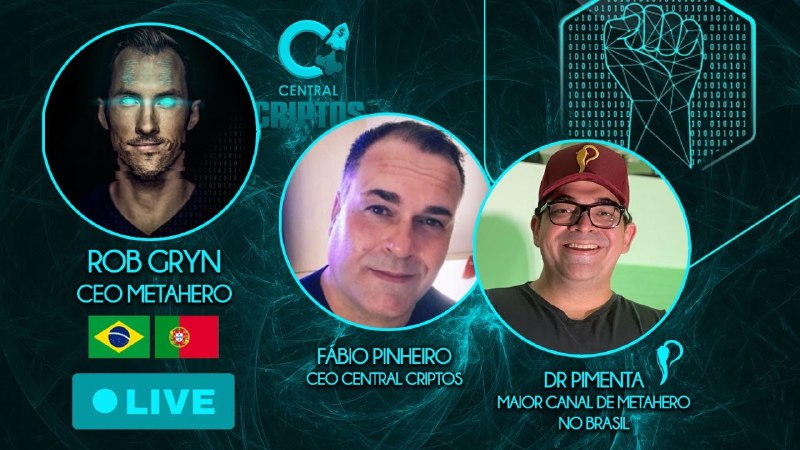 Metahero_io's tweet photo. 🎙 Today at 15:00 CET join Rob Gryn live, as he takes part in a fireside chat on @CentralCriptos, a thriving Brazilian community with a focus on the crypto market.  

⏰ 15:00 CET
TG @CentralCriptos
📺 https://t.co/OY9vznWDd2 

See you all this afternoon. 

#BeYourOwnHero https://t.co/D5nxlTCuzs