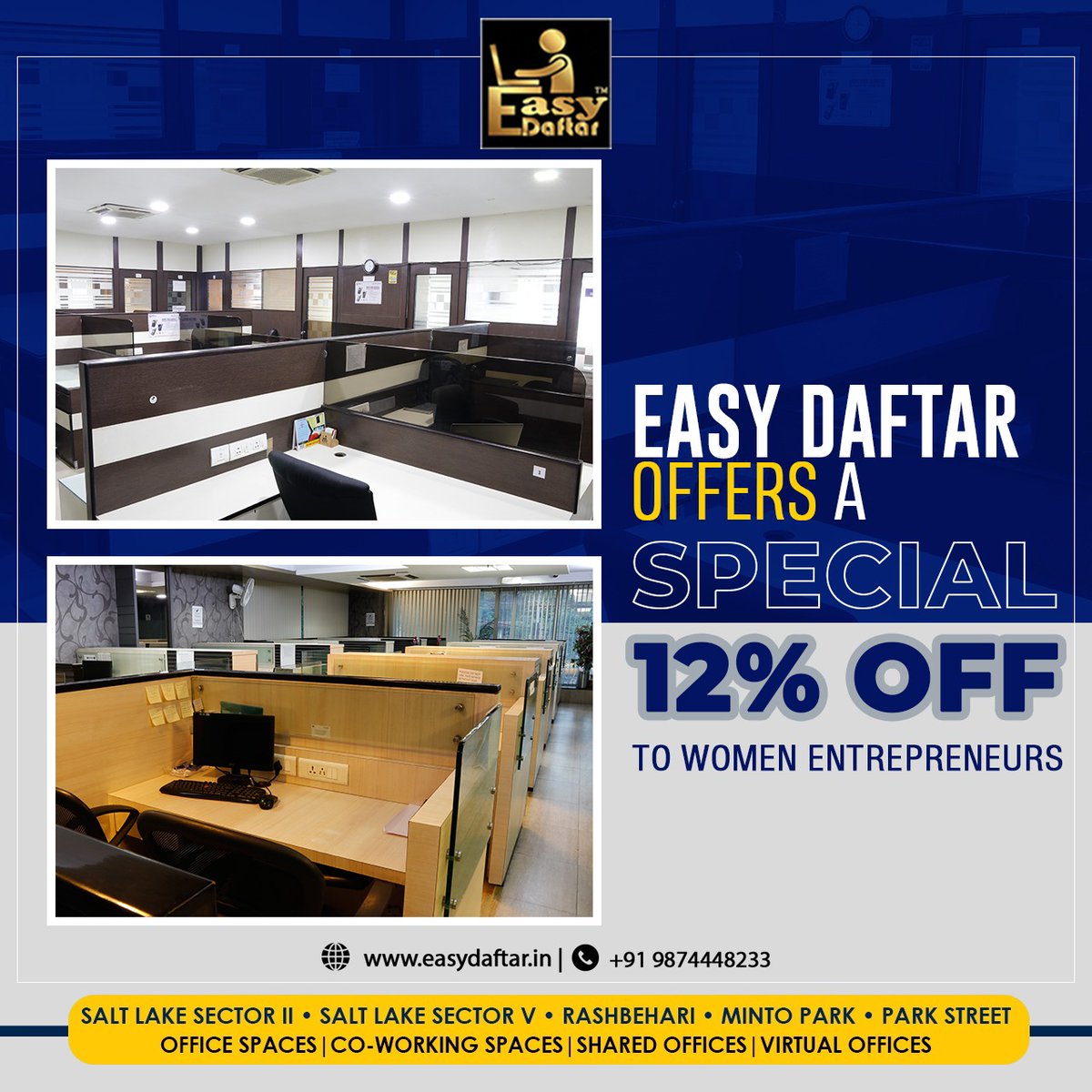 Easydaftar's tweet photo. Women entrepreneurs are entitled to shine a little extra with Easy Daftar's special discount..!!

#EasyDaftar #EasyDaftarKolkata #Offers #OffersForWomen #Discount #WomenEntrepreneurs #WomenInBusiness #SharedSpace #HybridWorking #CoWorking https://t.co/YhQKouZIx5