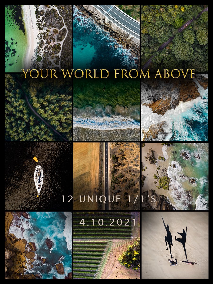 DeaveBen's tweet image. On Monday I will be releasing my first NFT collection called “Your World From Above”

4 years in the making, and mainly Australian images, 12 unique 1/1s. 

The collection will be Carbon offset and I will be airdropping collector rewards. 

#NFTCommunity #nftphotography