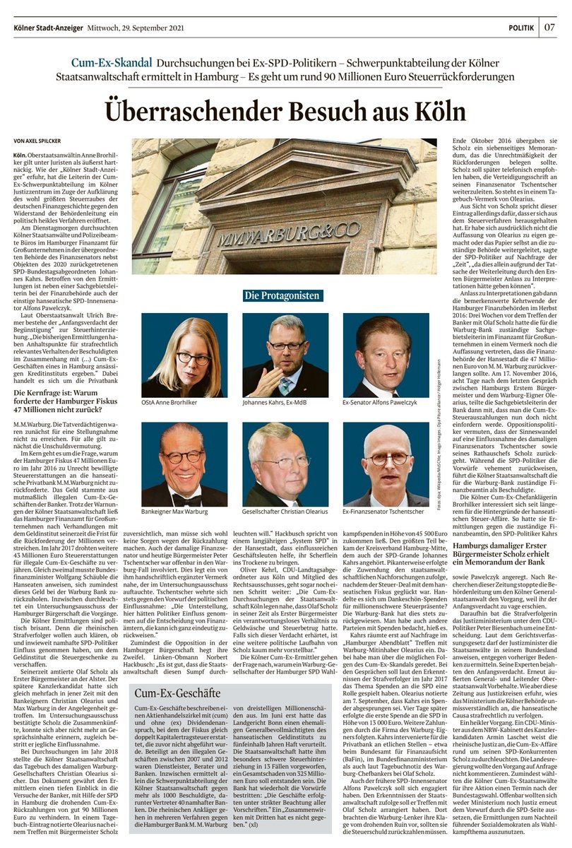 jdoeschner's tweet photo. Natürlich muss der Skandal um #CumEx/#Warburg/#Scholz aufgeklärt werden - aber wenn sich bestätigt, was @KSTA schreibt - dass der #CDU-Justizminister des von Armin L. regierten NRW Staatsanwälte anweist, gegen SPD-Politiker zu ermitteln - wäre das ein Skandal für sich. https://t.co/XPJnqChO2d