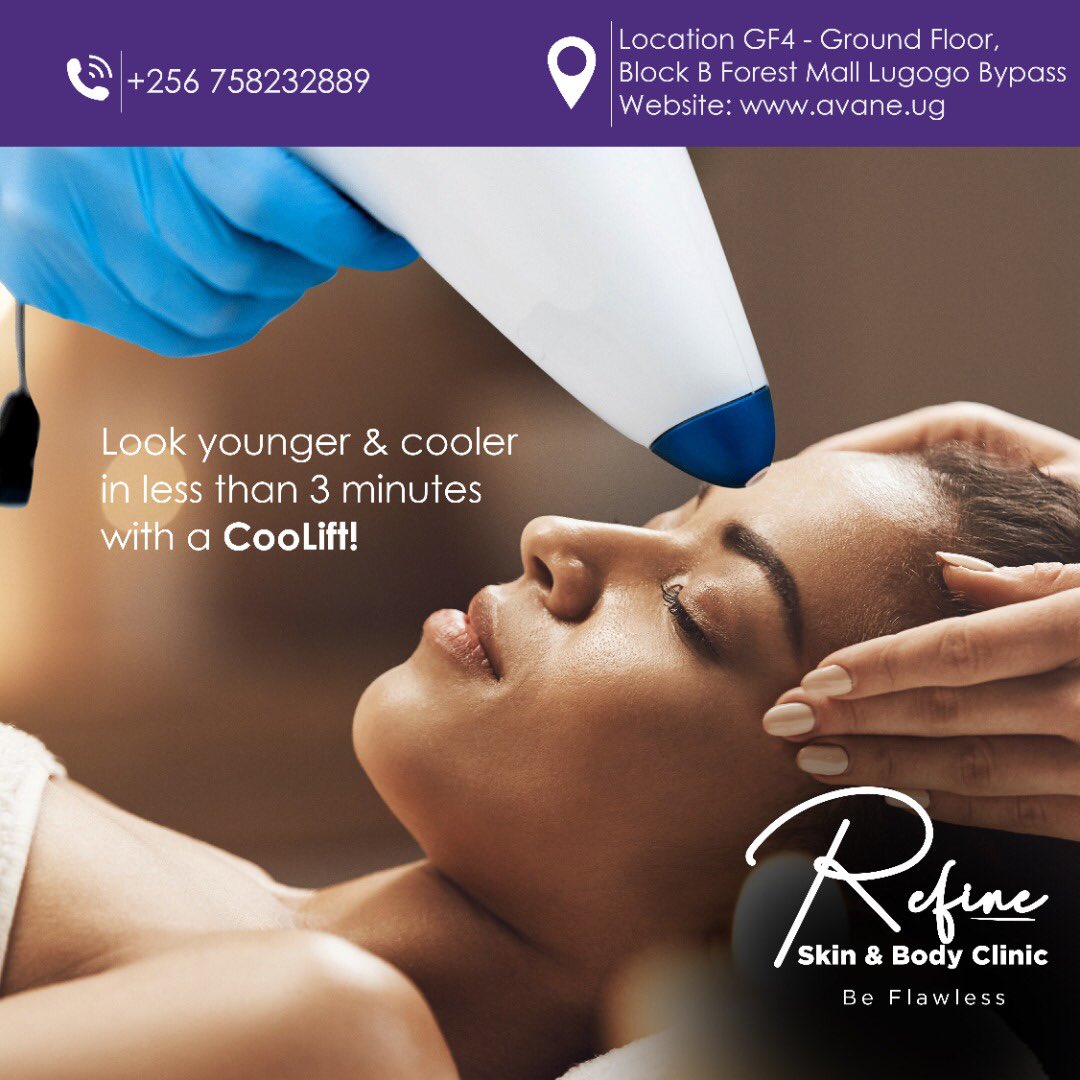 RefineClinicUG's tweet photo. Did you know❓
You can reverse the hands of time & look younger today in less than 3 minutes! This is possible thanks to CooLift - is a spectacular and fast face lifting treatment to defy the passing time!
For bookings, call/WhatsApp us on 0758 232 889.
#BeFlawless #Coolift https://t.co/wTweHhDSji