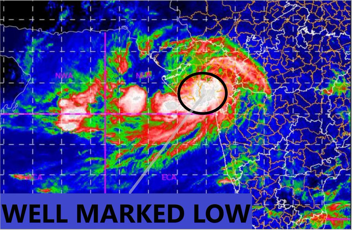 mcbbsr's tweet photo. The remnant of the #CyclonicStorm ‘#Gulab’ lay as a #wellmarkedlow pressure area over south #Gujarat region & adjoining Gulf of Khambhat. Likely to #intensify into a #Depression by morning of #30th Sept. 2021. https://t.co/lubbnnXHDn