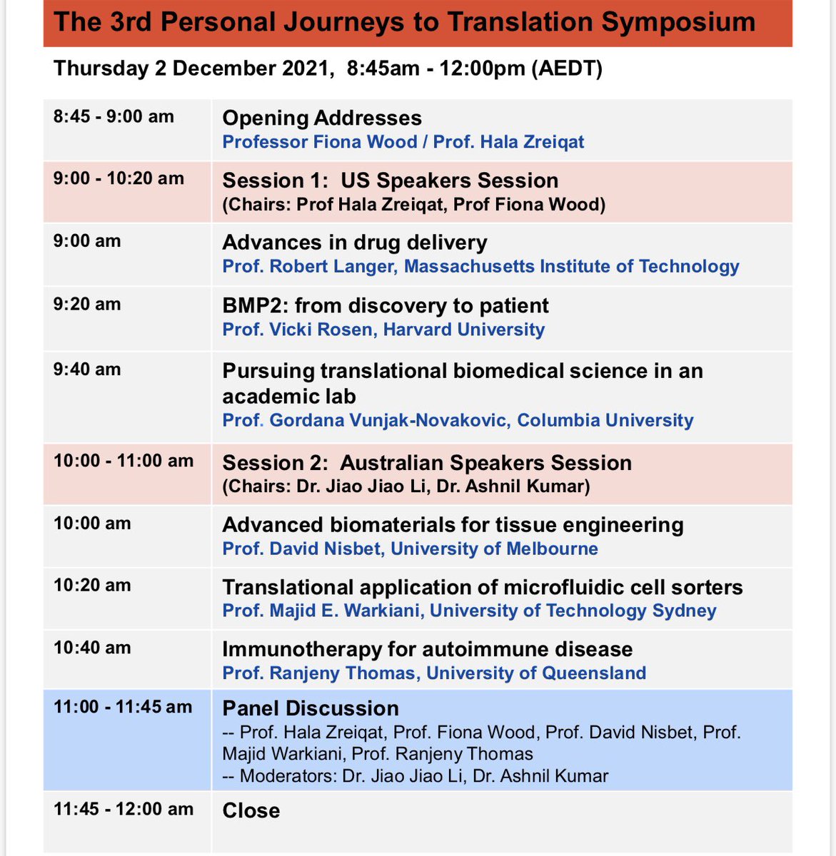 Super excited to be co-organising and faciliating this symposium with @InnovativBioEng on stories of translation!! We got a line up of amazing speakers from Aus & US incl. THE Prof Bob Langer to speak live!!! And our very own @majidew 🤩🤩 Info & Reg: eventbrite.com.au/e/169802827829