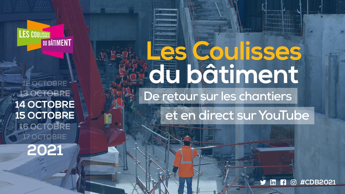 📆 J-15 avant le live des Coulisses du Bâtiment #CDB2021 qui aura lieu le 14 octobre à partir de 9h30.
Un duplex sera réalisé depuis un chantier et le <a href="/BTP_CFA_Rouen/">Espace Lanfry</a>.
<a href="/BatimentCFANdie/">Bâtiment CFA Normandie</a> 

👉 Inscrivez-vous dès maintenant à l'événement ➡️ youtu.be/N4RFyeLRp4k