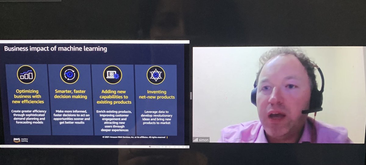 DeakinDisba's tweet photo. Excellent presentation by Simon Peter Johnston @awscloud on democratisation of #AI through services and AI #innovation. Simon posited that #AIML is one of the most disruptive technologies. It’s not just about technlogy, but about people and processes - PPT framework. #disba https://t.co/fSAjDPxe14