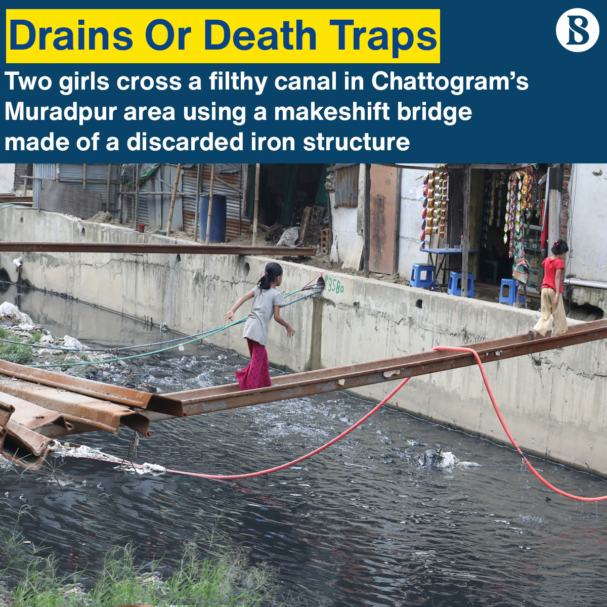 tbsnewsbd's tweet photo. Drains Or Death Traps 
Photo: Mohammad Minhaj Uddin/TBS
#canal #drain #filthycanal #makeshiftbridge #deathtraps #bridgestructure #discardedbridge #Chattogram #muradpur #drowning #drowningprevention #bangladesh #tbsnews #tbsphoto #tbsphotography #streetphoto #photojournalism https://t.co/l5DCQAiGDP