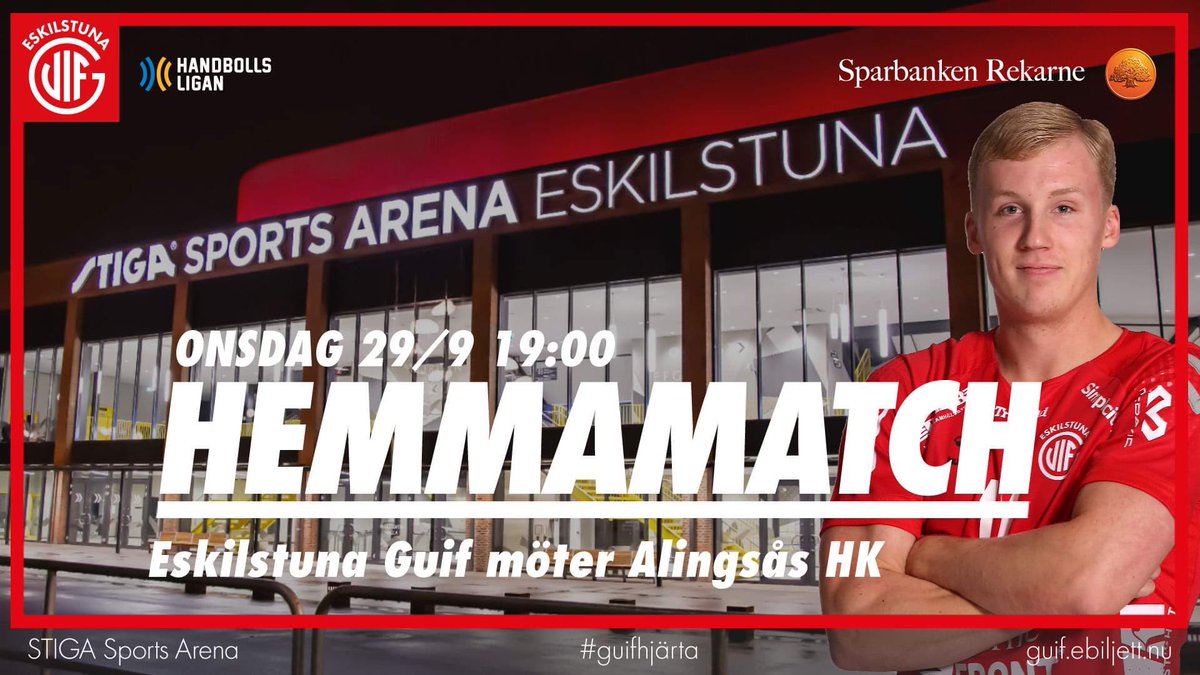 GAMEDAY 🔥 Dagen är kommen, välkomna tillbaka till Stiga Sports Arena ❤️ 19:00 ställs vi mot Alingsås och vi hoppas att ni alla är på plats! Har du inte köpt biljett än? Gör det nu via Guif.ebiljett.nu #guifhjärta #banken_eskilstunaguif #idrottsevolution #hummelsports