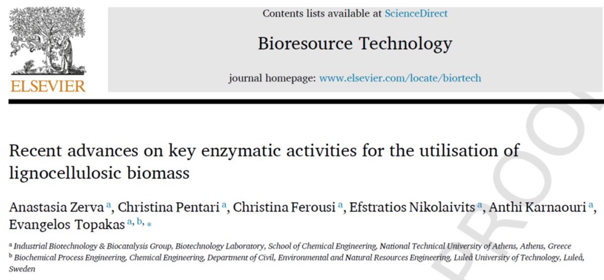 ArsisProject's tweet photo. Very proud for our first accepted paper in Bioresource Technology journal! "Recent advances on key #enzymatic activities for the utilisation of #lignocellulosic #biomass" Thanks to all authors! @NatassaKati Christina Pentari @Xtina98830430 @ecolivic Anthi Karnaouri and @vtopakas https://t.co/XWvOc7oW5j