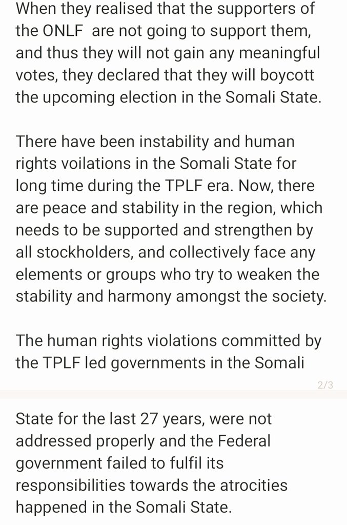 SRS_President's tweet photo. ONLF Central Committee Press release 
September 28, 2021 

Central Committee of the ONLF has suspended z chairmanship of former chairman Mr Abdirahman Mahdi on its extraordinary meeting held on January 23, 2021, therefore Mr Mahdi &amp; z small group with him cann't represent z ONLF. https://t.co/WawquTYBid
